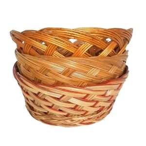 Vintage BOHO Woven Rattan Three Baskets